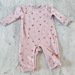 Pehr Pink Heart Pattern Baby Romper - 0-3 Months